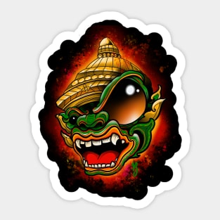 monkey warrior green Sticker